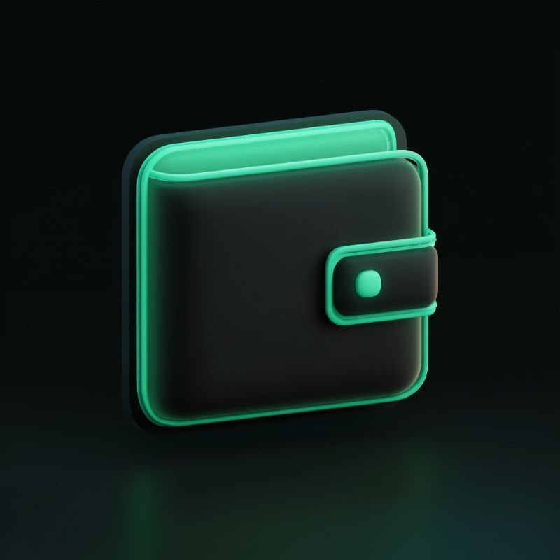 Neon green digital wallet 3D icon