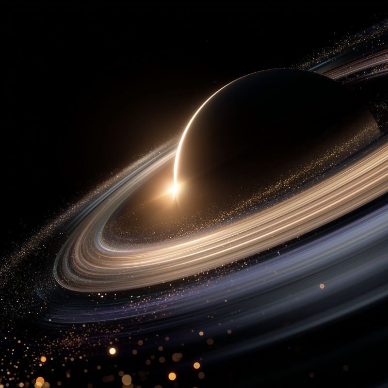 Ringed Planet at Sunrise in Deep Space