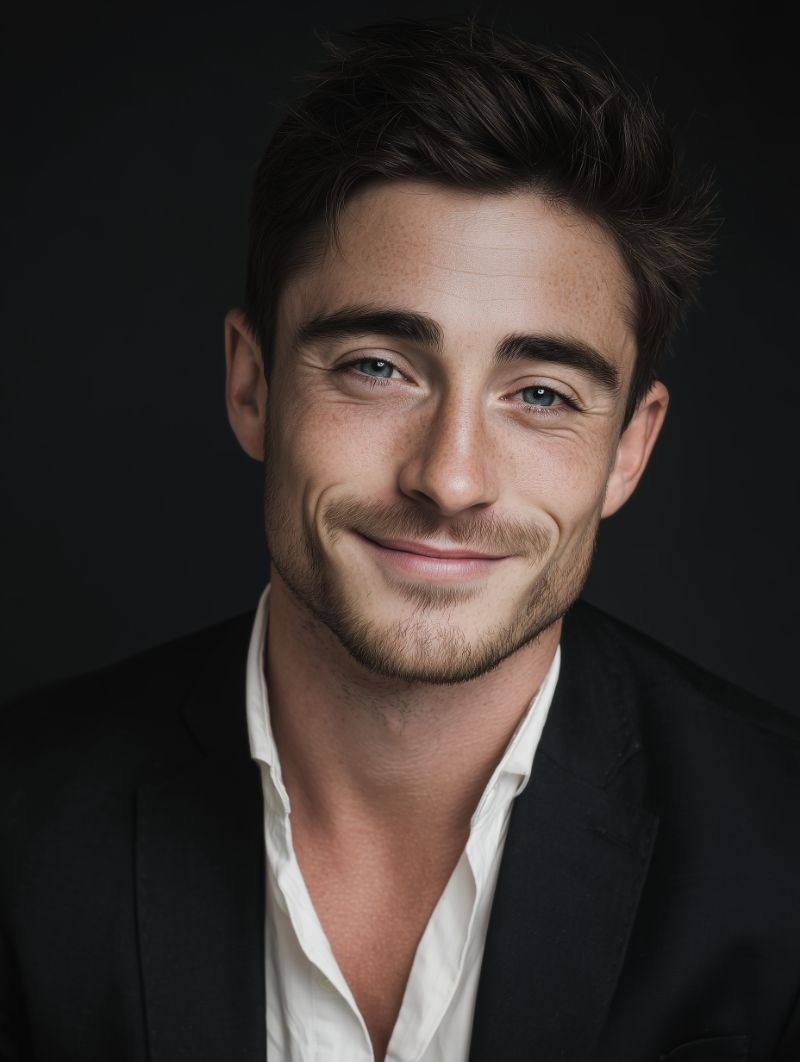Professional male portrait on dark background