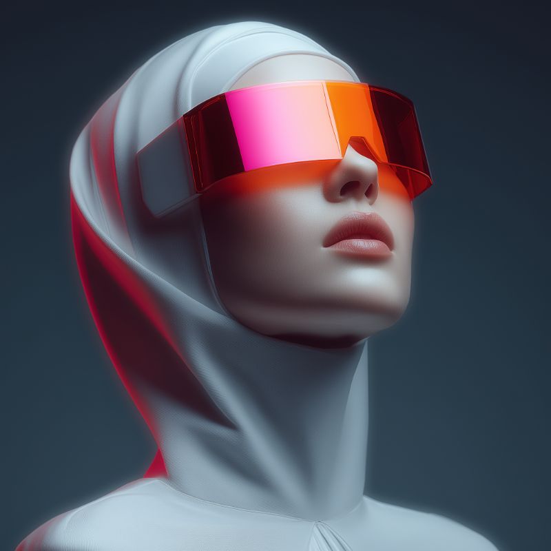 Futuristic portrait with neon visor