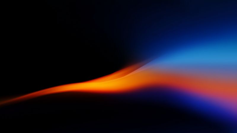 Abstract Orange and Blue Light Wave on Dark Background
