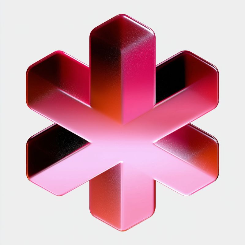 3D glossy pink asterisk icon
