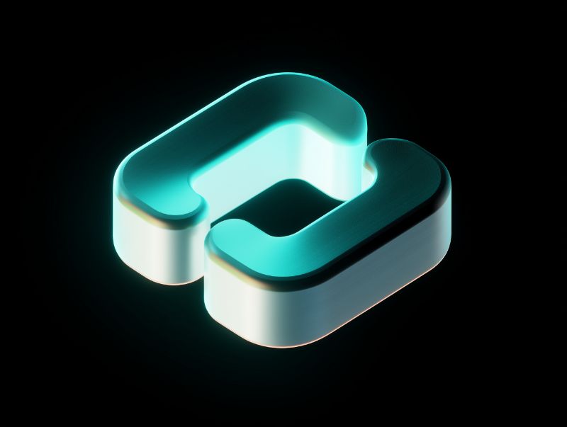 Futuristic Cyan 3D Chain Link Icon
