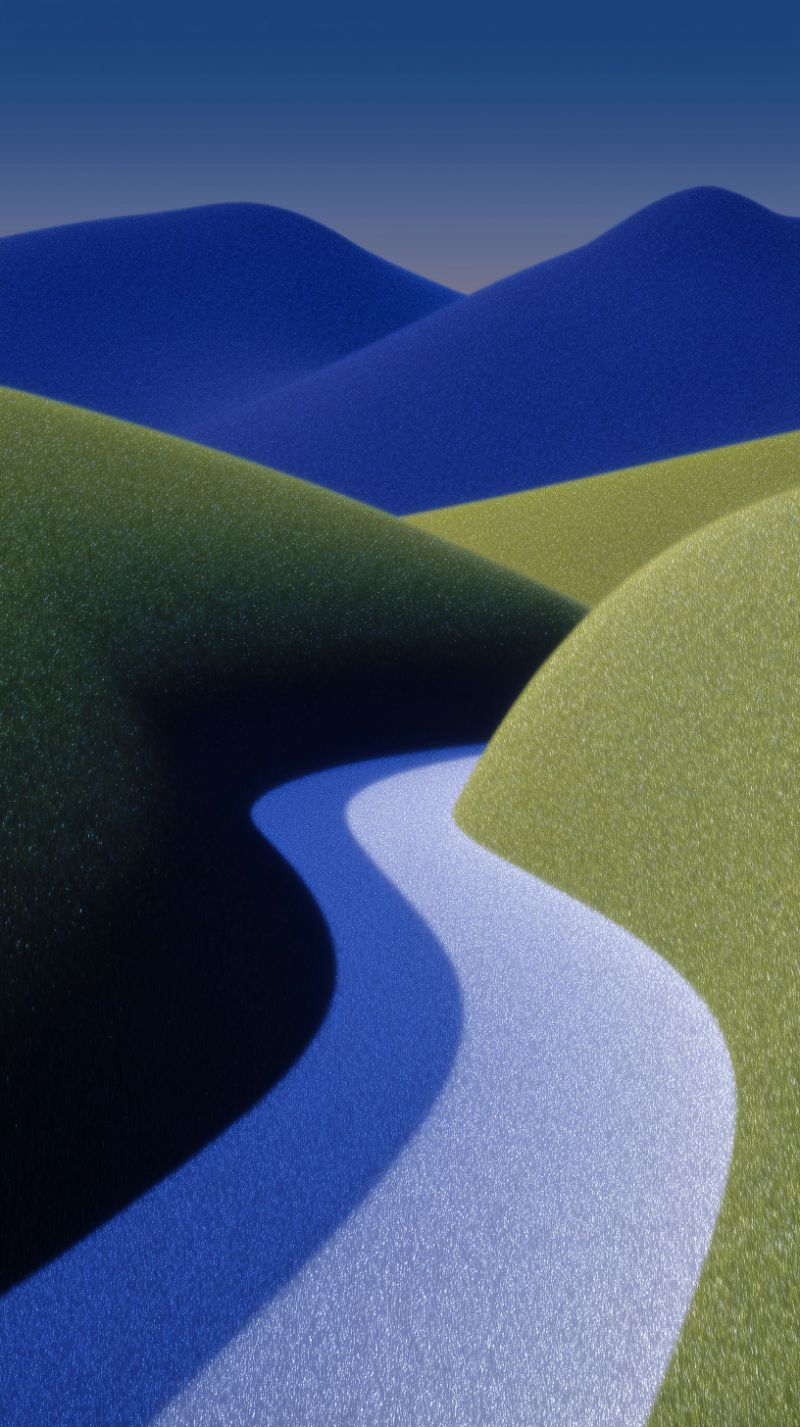 Abstract Blue-Green Hills with Winding River