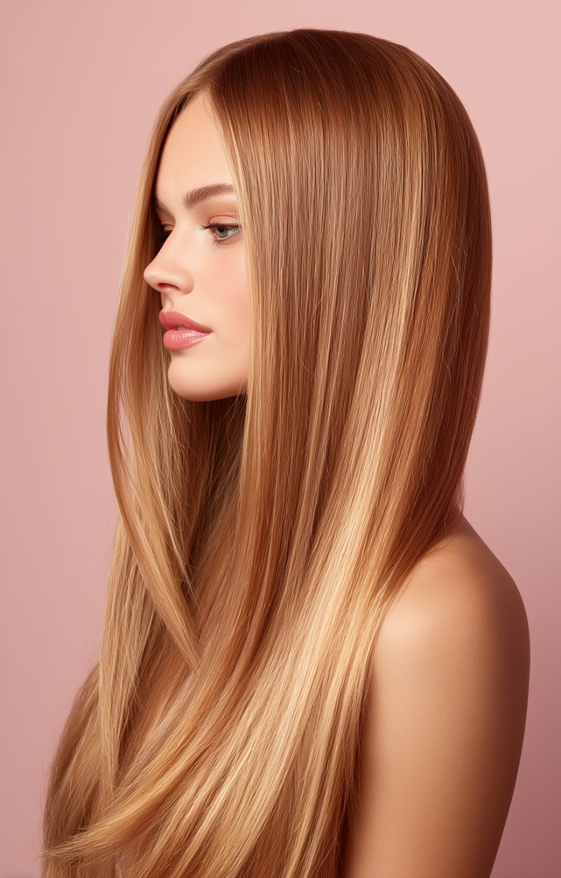 Profile portrait with sleek blonde hair
