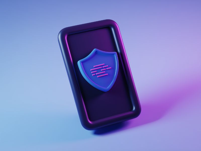 3D Smartphone with Shield Security Icon