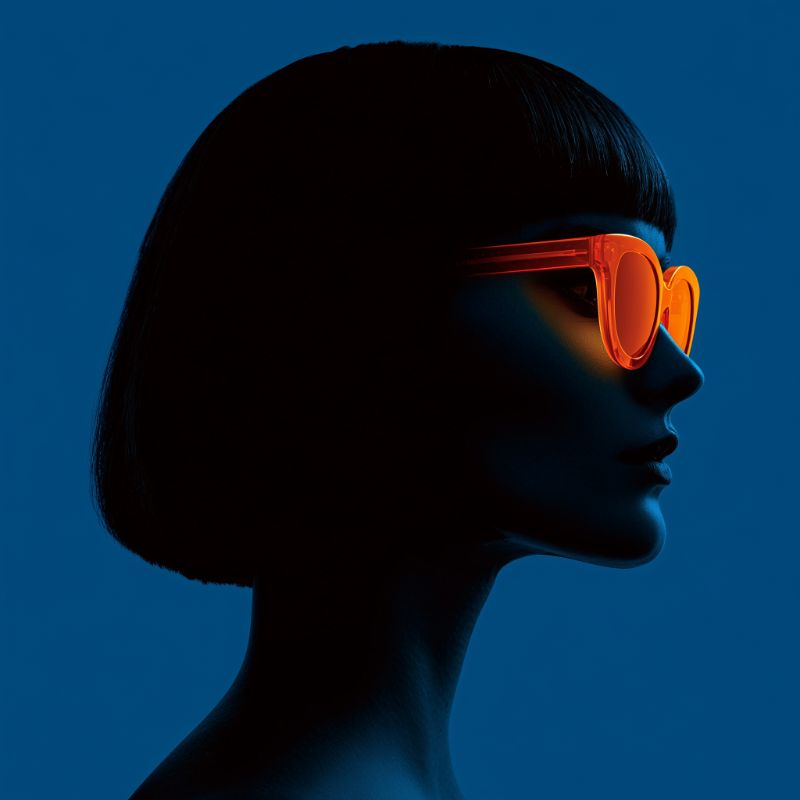 Silhouette profile with neon orange sunglasses