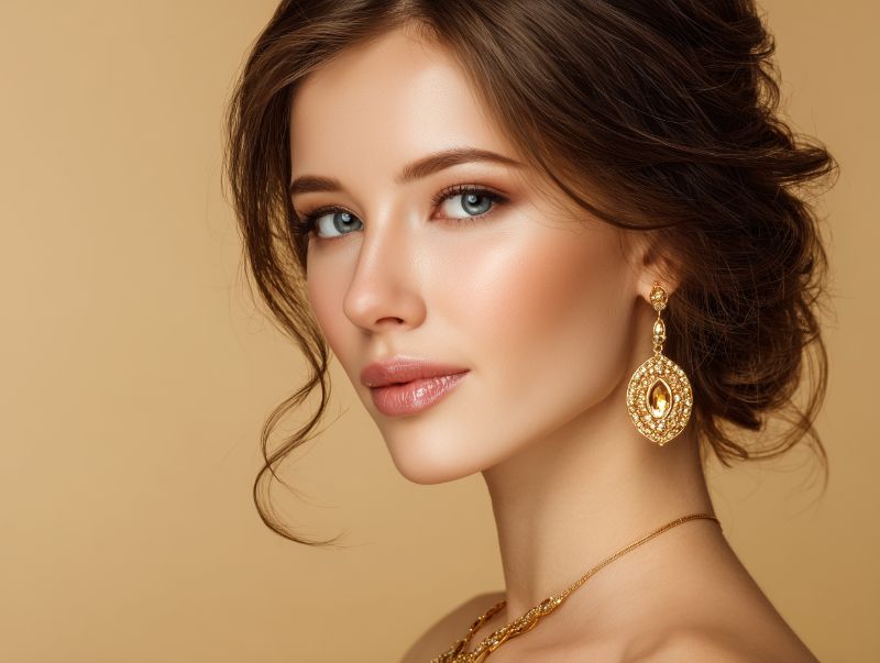 Elegant portrait with gold earrings