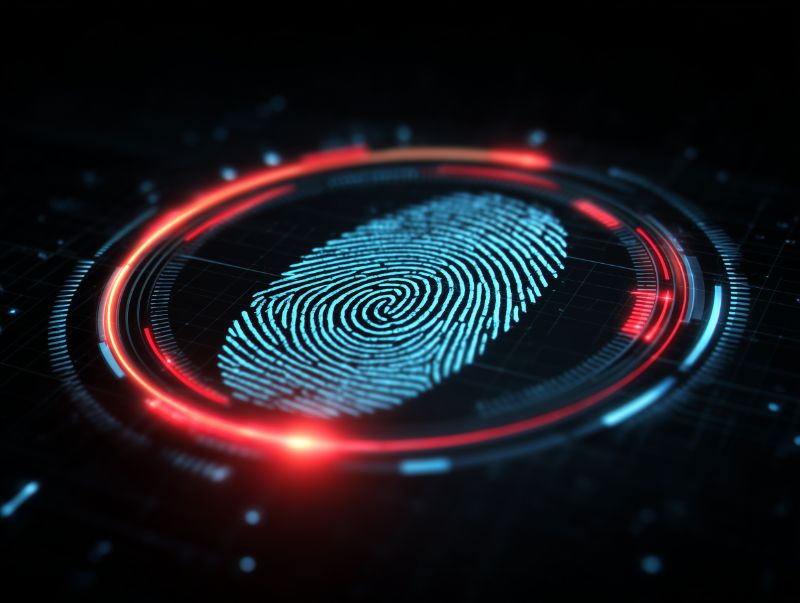 Neon HUD Fingerprint Authentication Interface