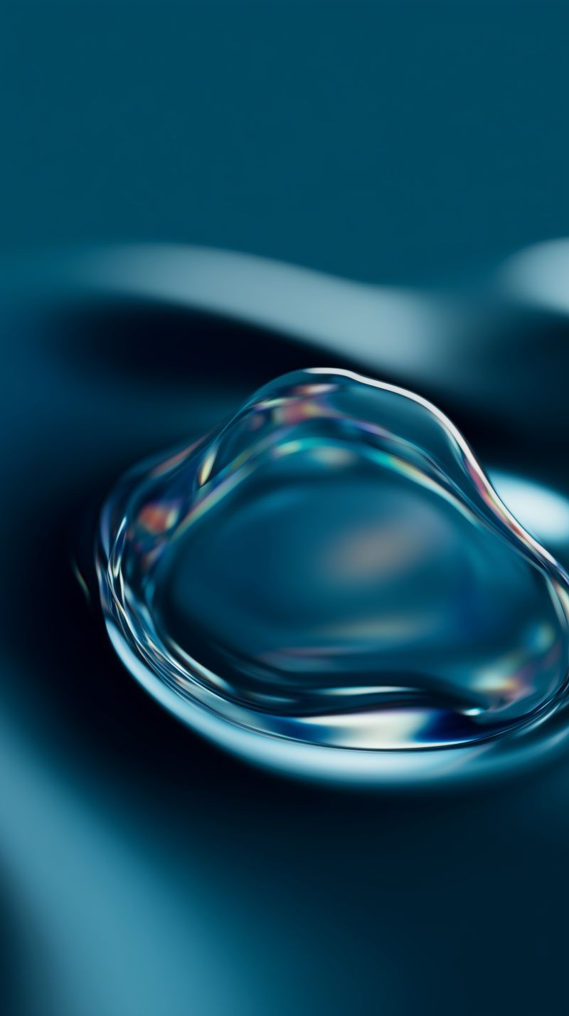 Abstract Teal Liquid Bubble Macro