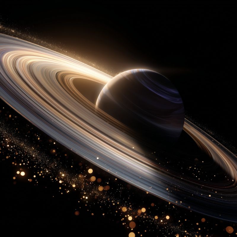 Ringed Planet with Glowing Cosmic Dust