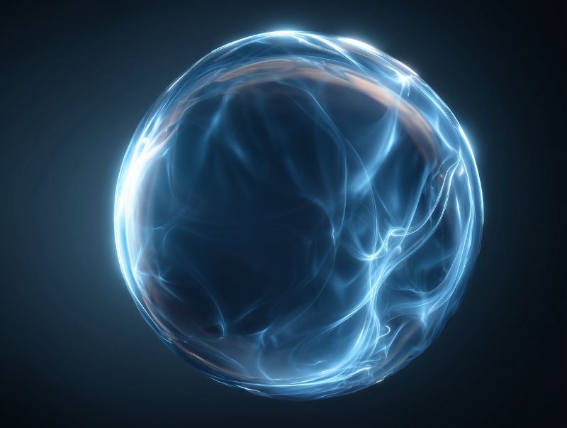 Glowing Blue Energy Sphere on Dark Background