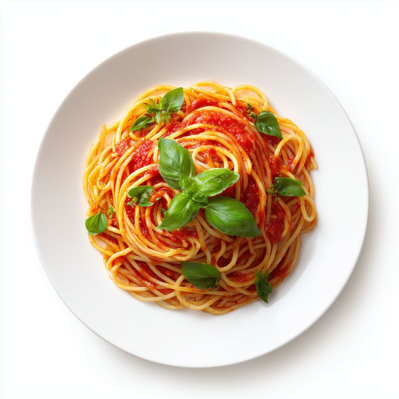 Spaghetti with Tomato Sauce and Fresh Basil