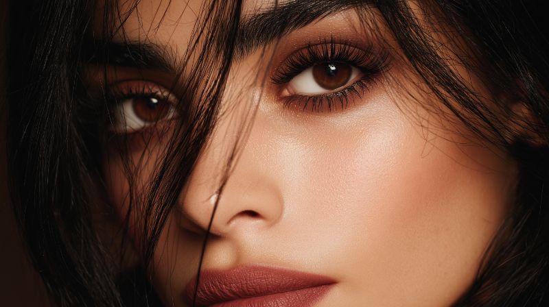 Close-up portrait with dramatic eyes and lips