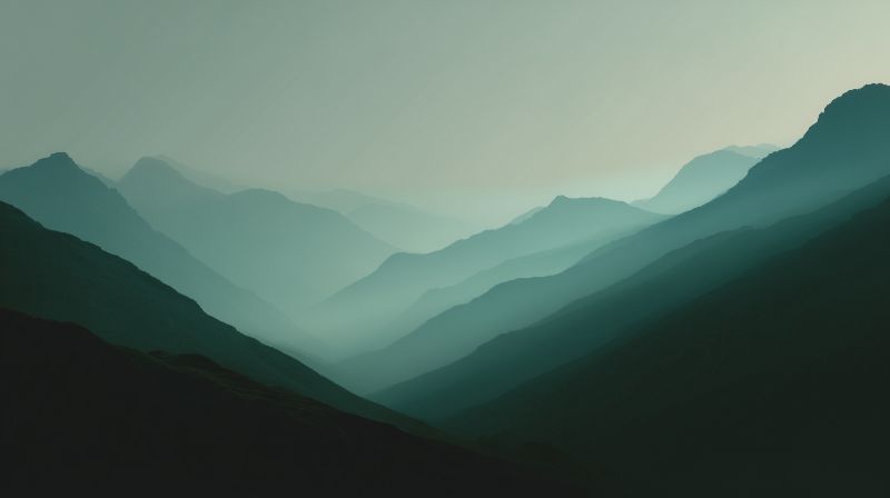 Misty Emerald Mountain Ridges at Dawn