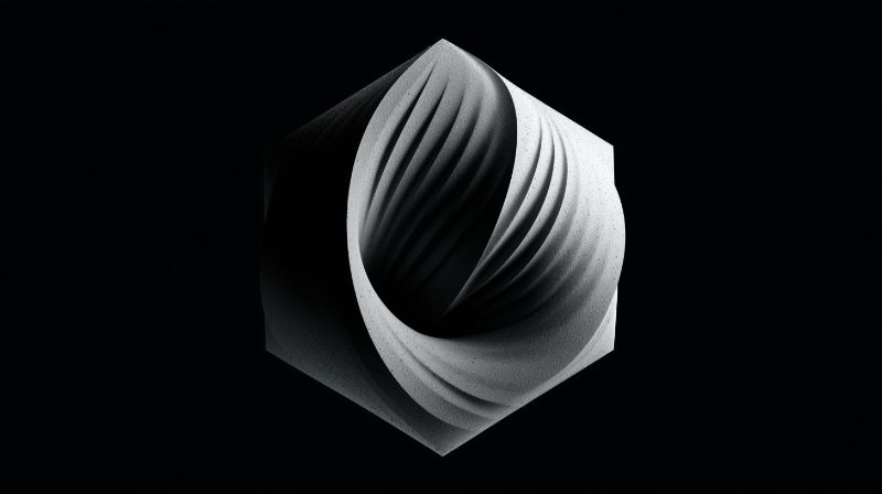 Monochrome Folded Hexahedron on Black