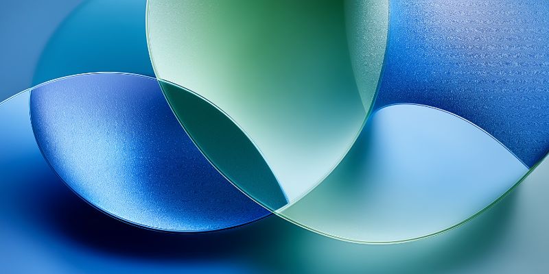 Abstract blue-teal overlapping curved shapes