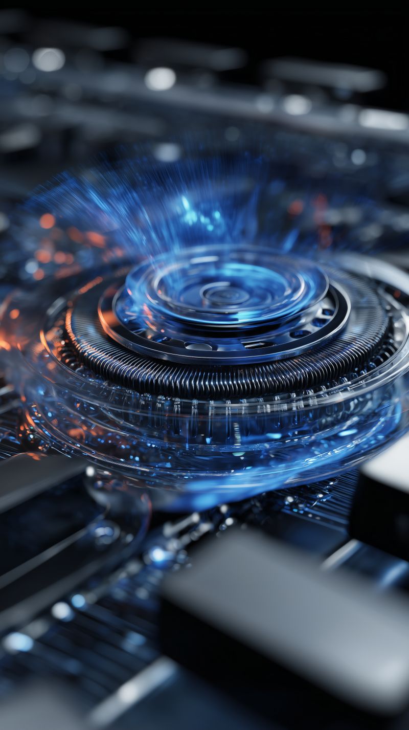 Futuristic Blue CPU Cooling Mechanism Macro