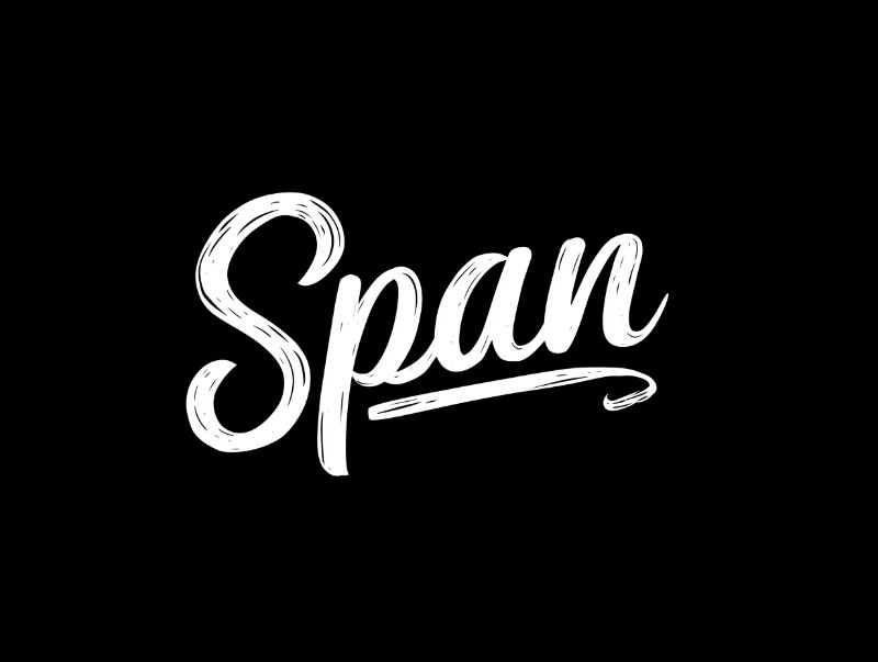 White Brush Script ‘Span’ on Black Background