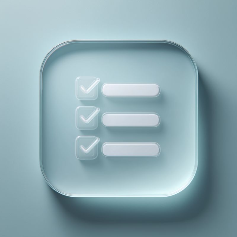 3D Glass Checklist Icon on Pastel Blue Background