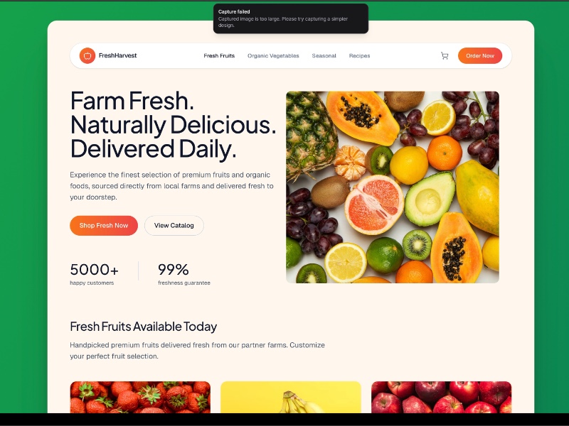 Preview for Online Fresh Food Ordering UI