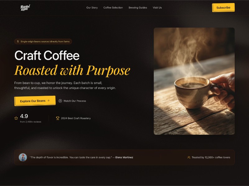 Preview for Artisan Coffee Roastery Landing Page Template