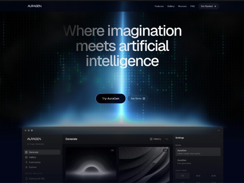 Preview for AI Image Generation Landing Page Template