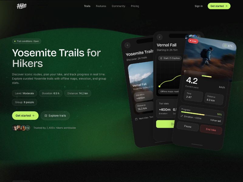 Preview for Hiking Trails Landing Page Template