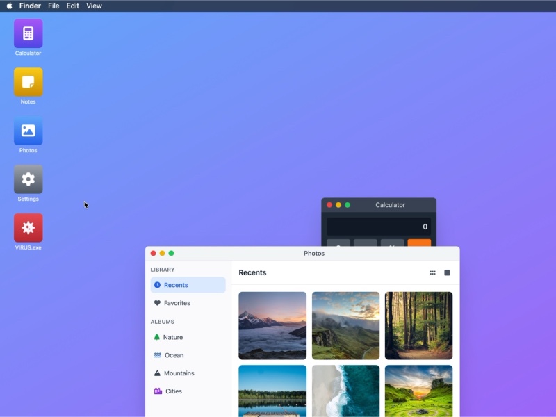 Preview for MacOS Desktop Simulation Landing Page Template