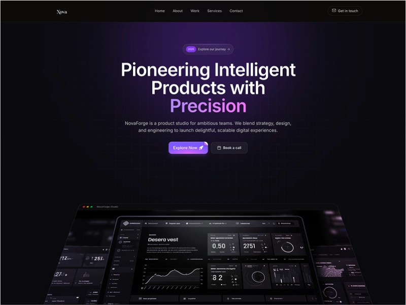 Preview for NovaForge Product Studio Landing Page Template