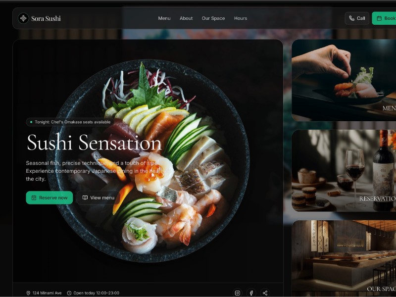 Preview for Sora Sushi Restaurant Landing Page Template
